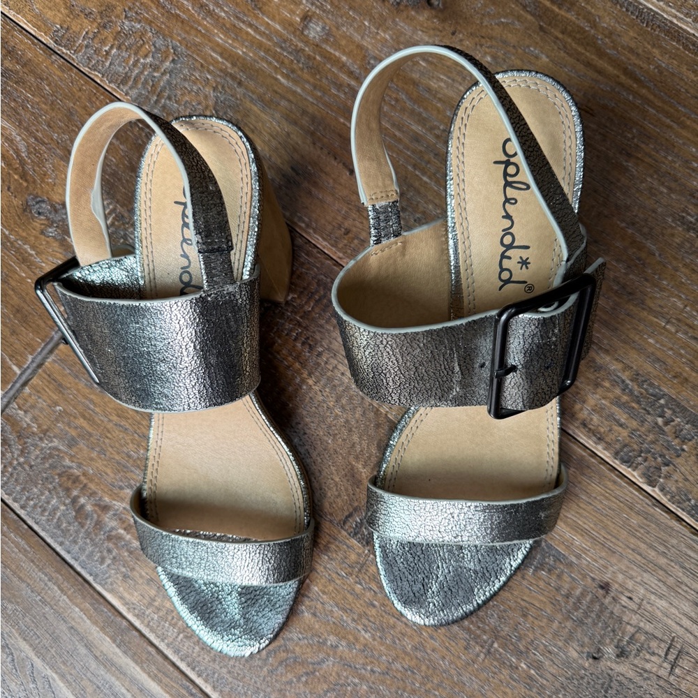 Seychelles Silver Block Heel Sandals